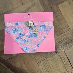 Lilly Pulitzer Dog Pet Collar & Bandana Splender In The Sand Print Size M/L NEW